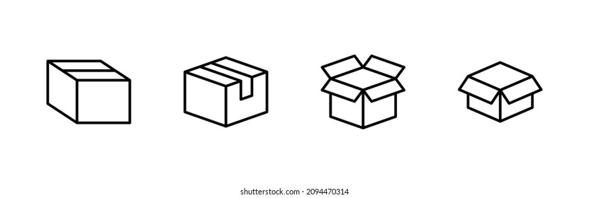 Box icons set. box sign and symbol, parcel, package