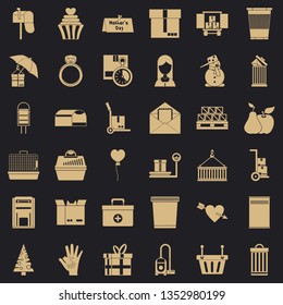 Box icons set. Simple style of 36 box vector icons for web for any design