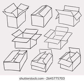Box icons set.Shipping, delivery box or container icons. Carton box simple icon collection.