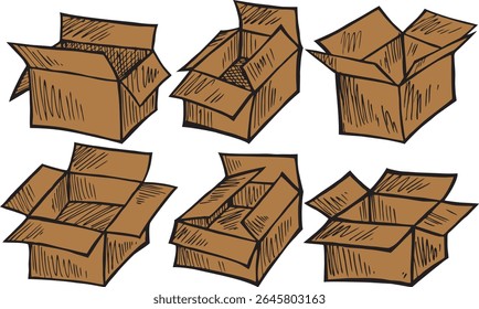 Box icons set.Shipping, delivery box or container icons. Carton box simple icon collection.