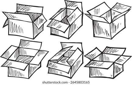 Box icons set.Shipping, delivery box or container icons. Carton box simple icon collection.