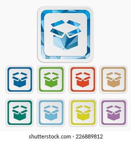 Box icons. Storage symbols. Set colorful buttons. Vector illustration. It can be used for the web sites and mobiles.