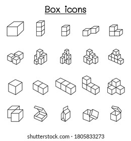 Box icons in thin line style