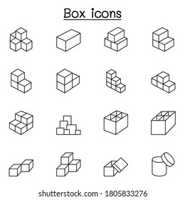 Box icons in thin line style