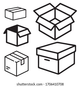 Box icons vector set. cardboard illustration symbol collection
