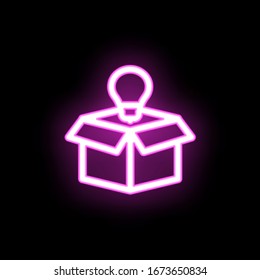 Icono de neón de la lámpara de la caja. Línea delgada simple, contorno vector de mezcla iconos para ui y ux, sitio web o aplicación móvil
