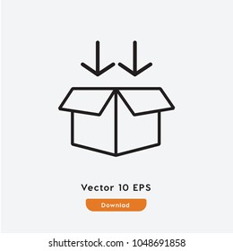 Box inbox vector icon. Delivery symbol. Best modern flat pictogram illustration for web and mobile apps design.
