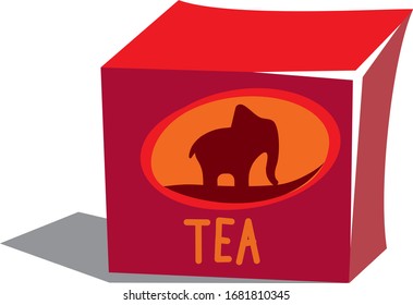 caja de té indio, dibujo estilizado