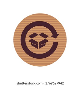Box inside arrow line style icon design, Cardboard delivery logistics transportation and shipping theme Vector illustration