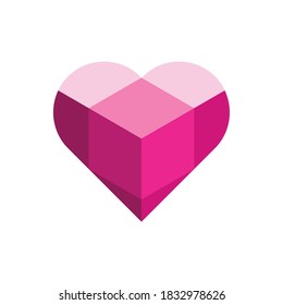 Box inside of Love Icon, symbol, with bright overlapping color style design vector