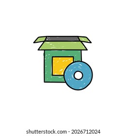 Box installation setup product icon  in color icon, isolated on white background 