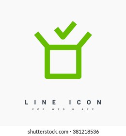 Box isolated minimal single flat linear icon for application and info-graphic. Delivery line vector icon for websites and mobile minimalistic flat design.