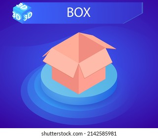 Icono de diseño isométrico de caja. Ilustración web de vectores. 3.ª colorida concepción
