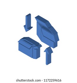 Box isometric left top view 3D icon
