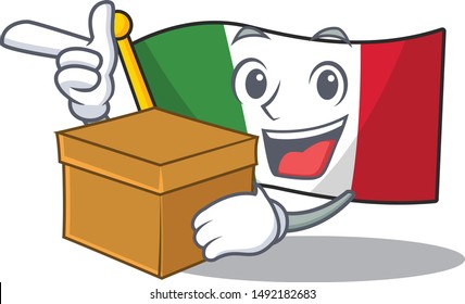 With box italy flags placed in cartoon tables