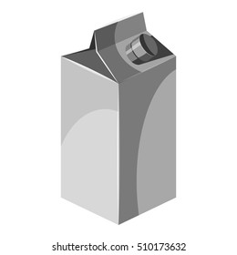Box for juice with lid icon. Gray monochrome illustration of box for juice with lid vector icon for web