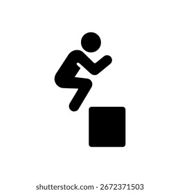 Icono del ejercicio del salto de la caja aislado en el fondo blanco
