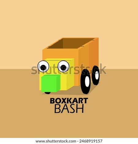Box Kart Bash Day event banner. A cute vehicle made from cardboard for a competition event to celebrate on June 16th