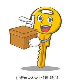 With box key character cartoon style vector illustration