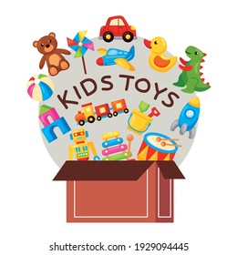 box with kids toys icons