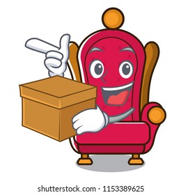 With box king throne character cartoon