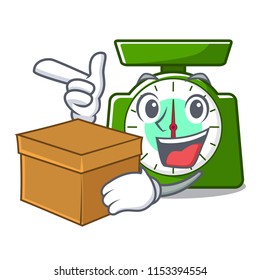 With box kitchen scale character cartoon
