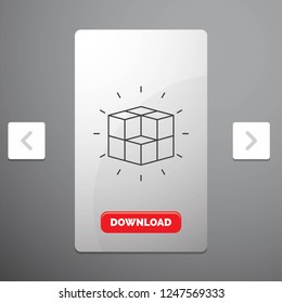 box, labyrinth, puzzle, solution, cube Line Icon in Carousal Pagination Slider Design & Red Download Button