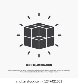 box, labyrinth, puzzle, solution, cube Icon. glyph vector gray symbol for UI and UX, website or mobile application