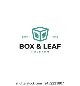 Box with leaf logo design illustration idea