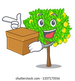With box lemon tree isolated with the mascot