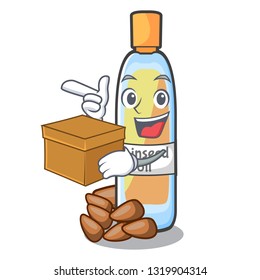 With box lenseed oil in the character shape