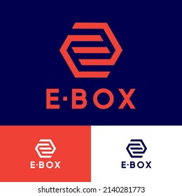 Е. Letra E. Logo de Hexagon. Monograma para negocios, internet, tienda online, etiqueta o embalaje.