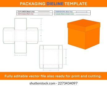 Box With Lid, Gift Box,  Dieline Template
