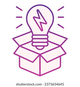 Box with lighbulb flat icon. Idea violet icons in trendy flat style. Creative box gradient style design, designed for web and app. Eps 10