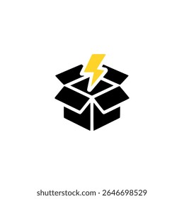 box with lightning express delivery logo vector illustration template design