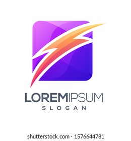 box lightning gradient color logo design