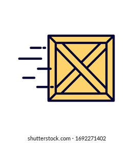 Diseño de iconos de línea de caja y estilo de relleno, logística de entrega transporte almacén de servicios de envío industria y tema global Ilustración de vectores