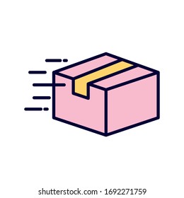 Box line and fill style icon design, Delivery logistics transportation shipping service warehouse industry and global theme Vector illustration