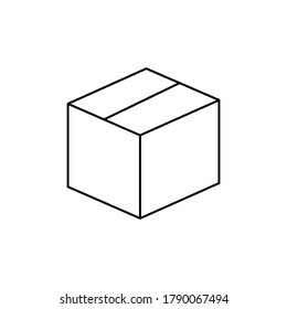Box line icon. Closed box outline vector illustration isolated on white.