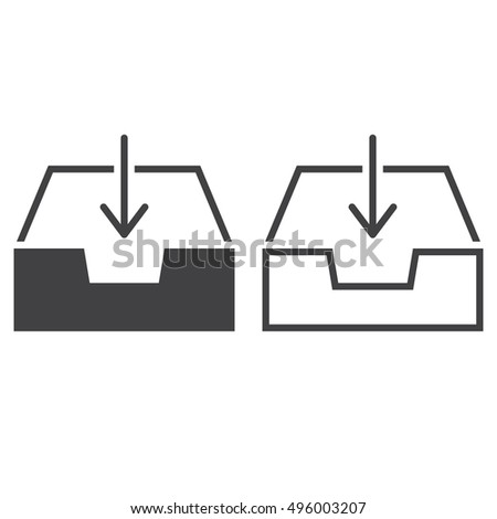 box line icon, inbox outline and filled vector sign, linear and full pictogram isolated on white, logo illustration