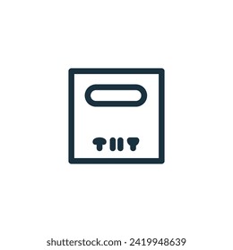Icono de línea de cuadro en fondo blanco.