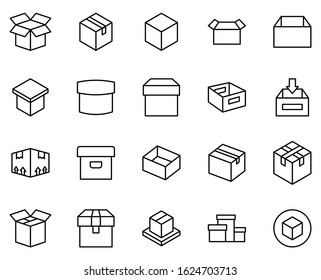 Box line icon set. Collection of high quality black outline logo for mobile concepts and web apps. Box set in trendy flat style. Vector illustration on a white background