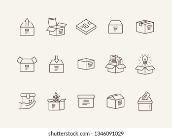 Box line icon set. Delivery and packaging concept.Vector illustration can be used for topics like post office, courier, logistics