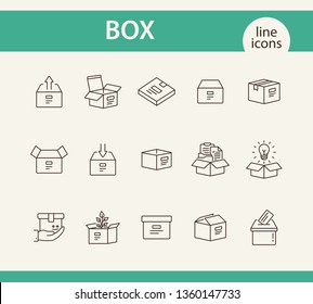 Box line icon set. Delivery and packaging concept.Vector illustration can be used for topics like post office, courier, logistics