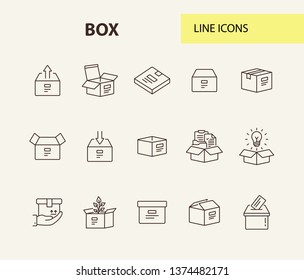 Box line icon set. Delivery and packaging concept.Vector illustration can be used for topics like post office, courier, logistics