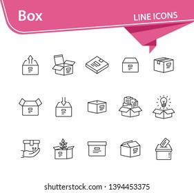Box line icon set. Delivery and packaging concept.Vector illustration can be used for topics like post office, courier, logistics