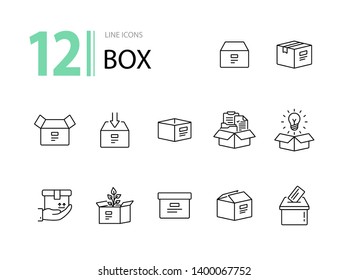 Box line icon set. Delivery and packaging concept.Vector illustration can be used for topics like post office, courier, logistics