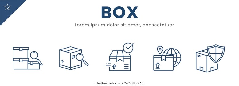 Box line Icon Set . Editable, creative, trendy . Vector Illustration.	