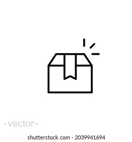 Box line icon. Simple outline style. Package, delivery, parcel, shipping, storage, cardboard, closed carton, pack concept. Vector illustration isolated on white background. Editable stroke EPS 10