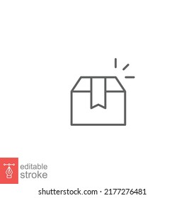 Box line icon. Simple outline style. Package, delivery, parcel, shipping, storage, cardboard, closed carton, pack concept. Vector illustration isolated on white background. Editable stroke EPS 10